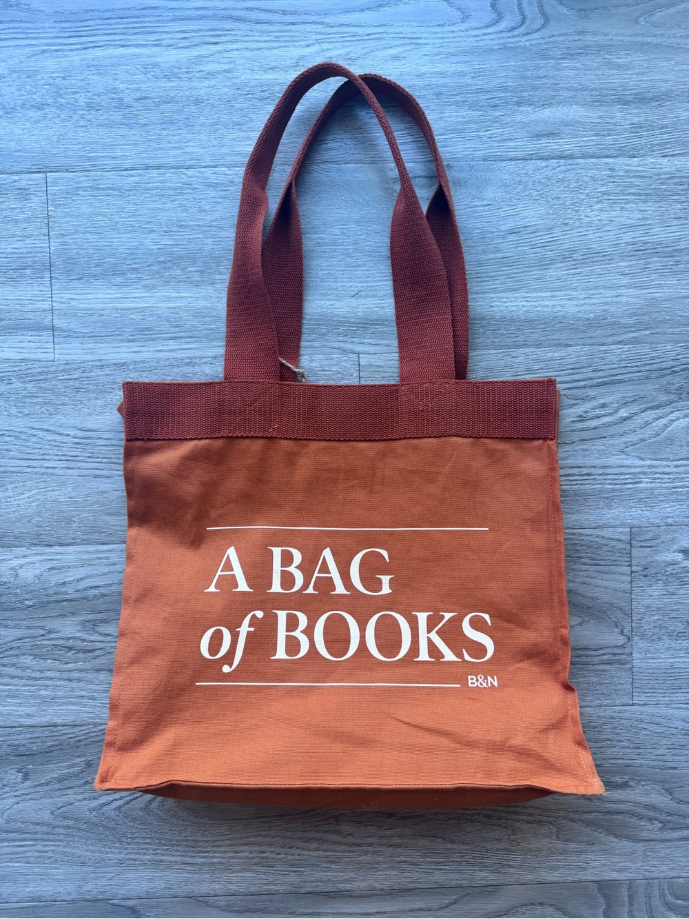 Barnes & Noble Rust Orange Canvas Tote with White Label